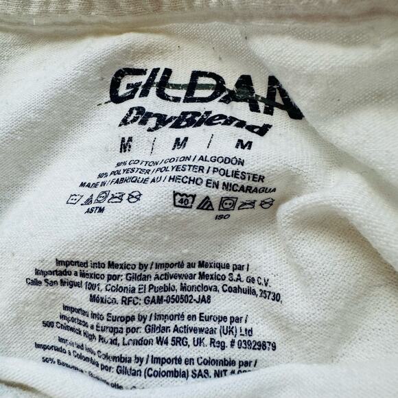 Gildan White Dry Blend Cotton Campus Alumni Tee Shirt Size Medium - Picture 3 of 4